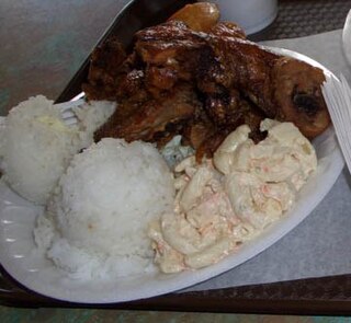 Plate lunch Quintissentially Hawaiian meal