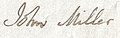 Signature of John Miller who inherited Chapelton, then called Laigh Chapelton, from his father James in 1789.