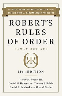 <i>Roberts Rules of Order</i> Book on parliamentary procedure by Henry Martyn Robert