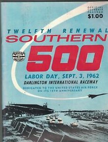 1962 Southern 500 program cover