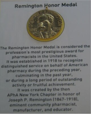 <span class="mw-page-title-main">Remington Medal</span> Award from American Pharmacists Association