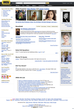 Kuvakaappaus IMDb:n etusivusta.