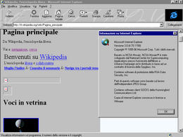 Screenshot di Internet Explorer 3.0 su Windows 95