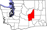 Map of Washington highlighting Grant County