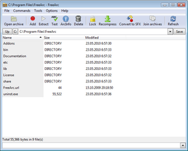 Скриншот программы FreeArc