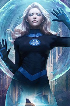 Невидимая леди на варианте обложки комикса Fantastic Four vol. 6 #1 (Август, 2018) Художник — Стэнли Лау.