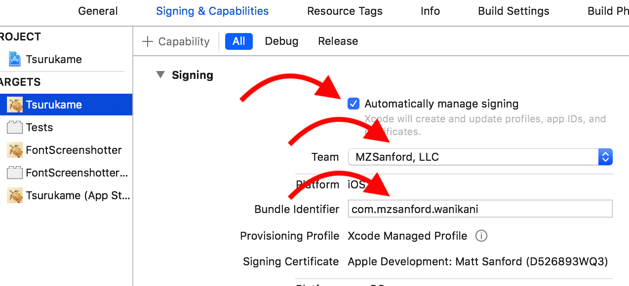 Signing & Capabilities