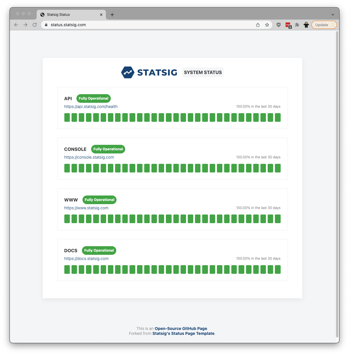 Statsig status page