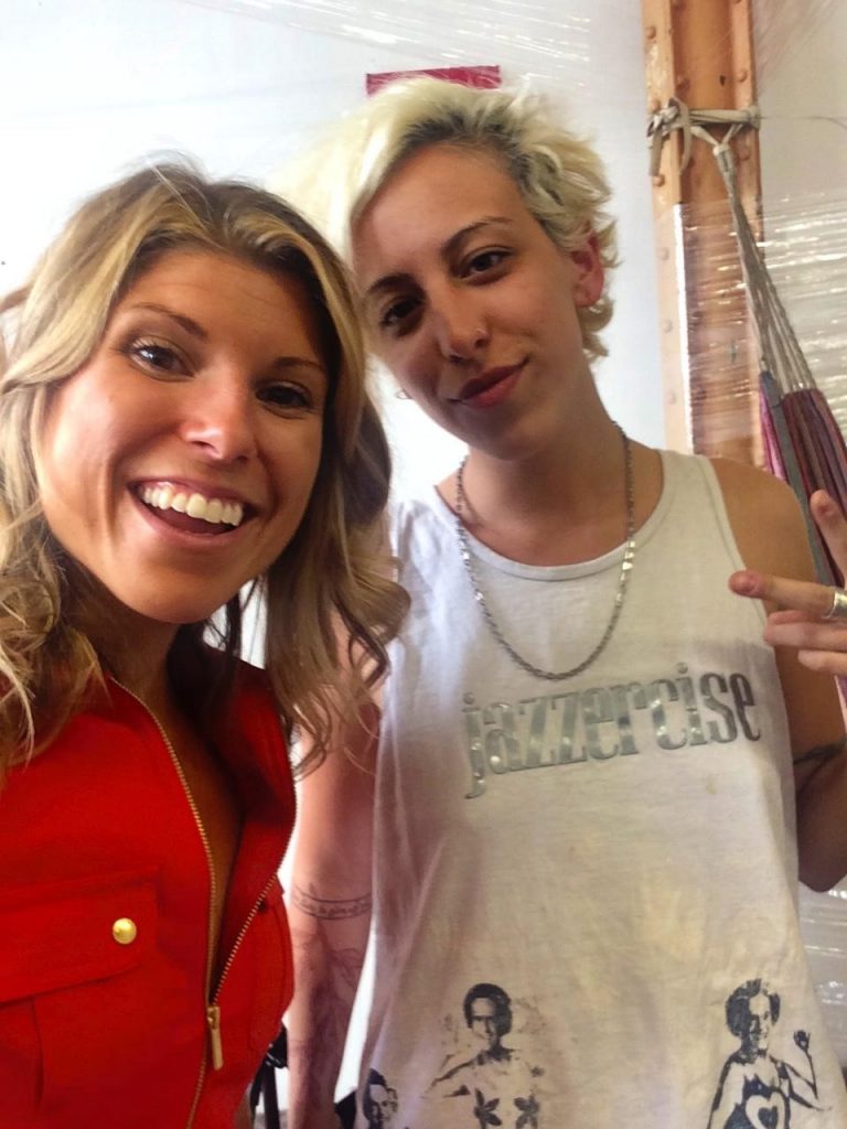 Kylie in her studio (and awesome tank top)