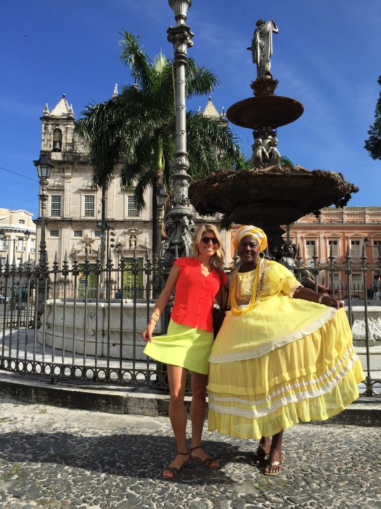 The traditional dress of a Bahia woman in Salvador’s Pelourinho