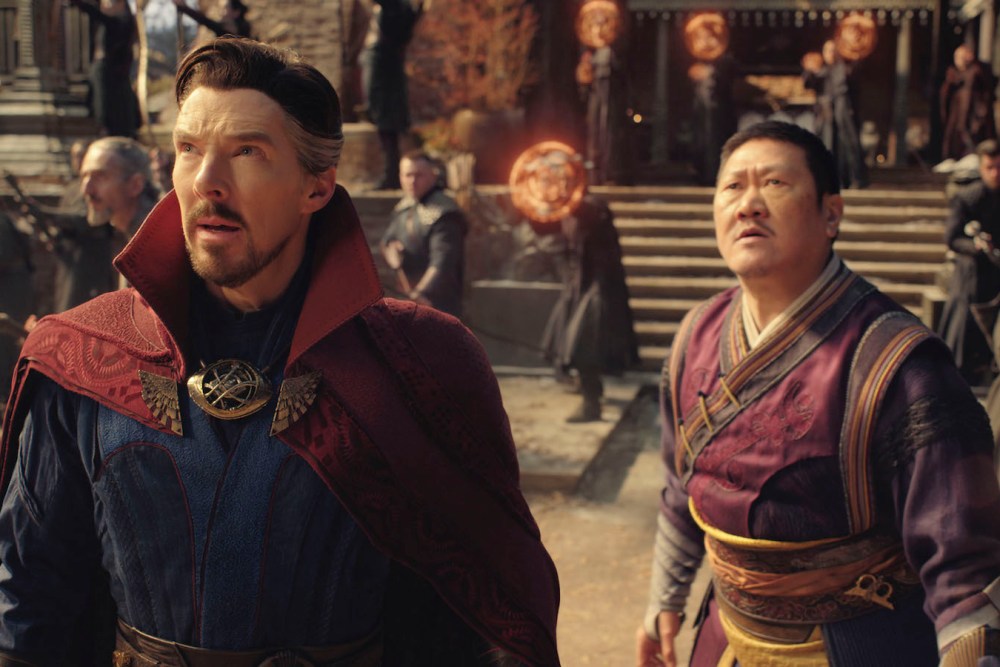 (L-R): Benedict Cumberbatch as Dr. Stephen Strange and Benedict Wong as Wong in Marvel Studios' DOCTOR STRANGE IN THE MULTIVERSE OF MADNESS. Photo courtesy of Marvel Studios. ©Marvel Studios 2022. All Rights Reserved.