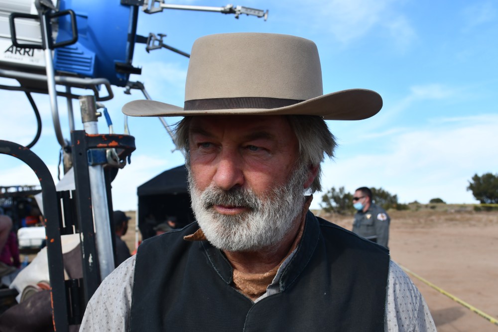 Alec Baldwin in Western wear on the set of Rust.