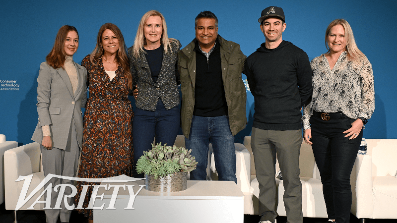 Execs from Audible, Hello Sunshine, Hartbeat, Snap and Lionsgate pose for a photo with VIP+'s Audrey Schomer.