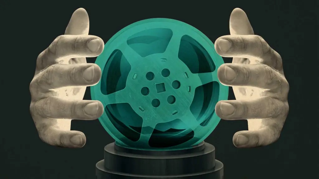 Photo illustration of a crystal ball with a film reel as the ball 