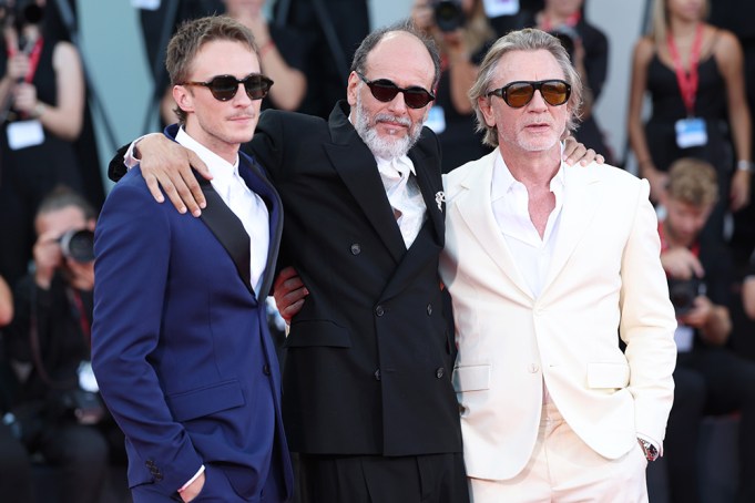 VENICE, ITALY - SEPTEMBER 03: (L-R) Drew Starkey, Director Luca Guadagnino, and Daniel Craig attend the "Queer" red carpet during the 81st Venice International Film Festival on September 03, 2024 in Venice, Italy. (Photo by Vittorio Zunino Celotto/Getty Images)