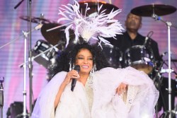 GLASTONBURY, ENGLAND - JUNE 26: US musician Diana Ross performs on the Pyramid Stage during day five of Glastonbury Festival at Worthy Farm, Pilton on June 26, 2022 in Glastonbury, England. (Photo by Leon Neal/Getty Images)