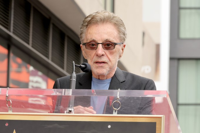 HOLLYWOOD, CALIFORNIA - MAY 03: Frankie Valli speaks onstage during the ceremony honoring Frankie Valli & The Four Seasons with a Star on the Hollywood Walk of Fame on May 03, 2024 in Hollywood, California. (Photo by Kevin Winter/Getty Images)