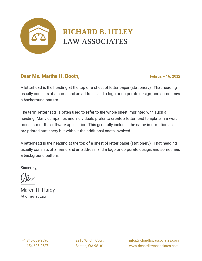 Minimalist Law Firm Letterhead Template