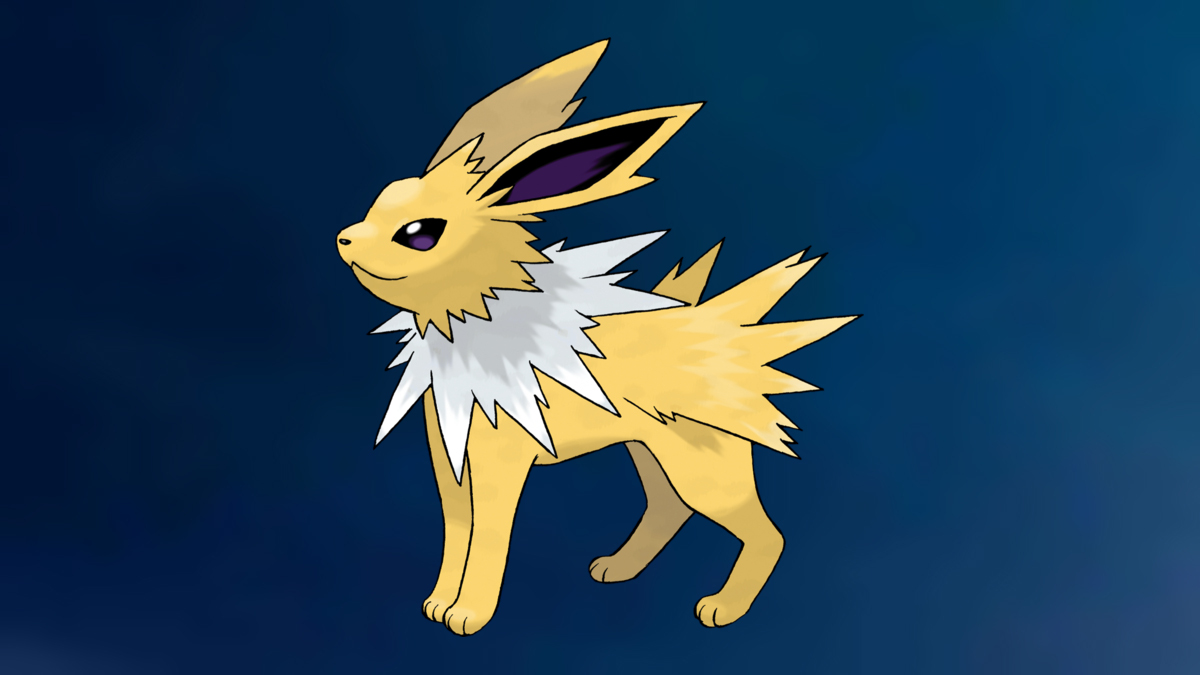 Jolteon on the Pokémon Go Electric-type background.