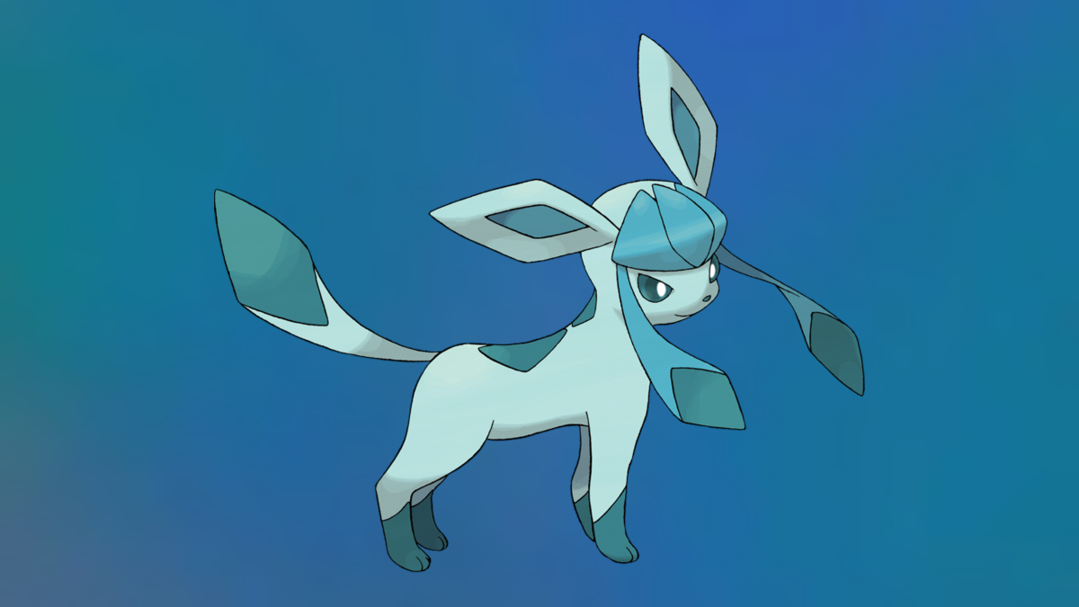 Glaceon on the Pokémon Go Ice-type background.