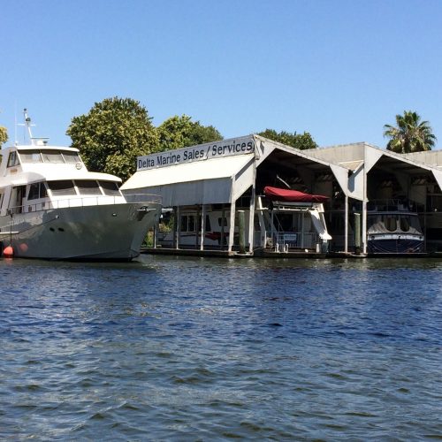 Dry boat storage at Delta Marine Sales Services