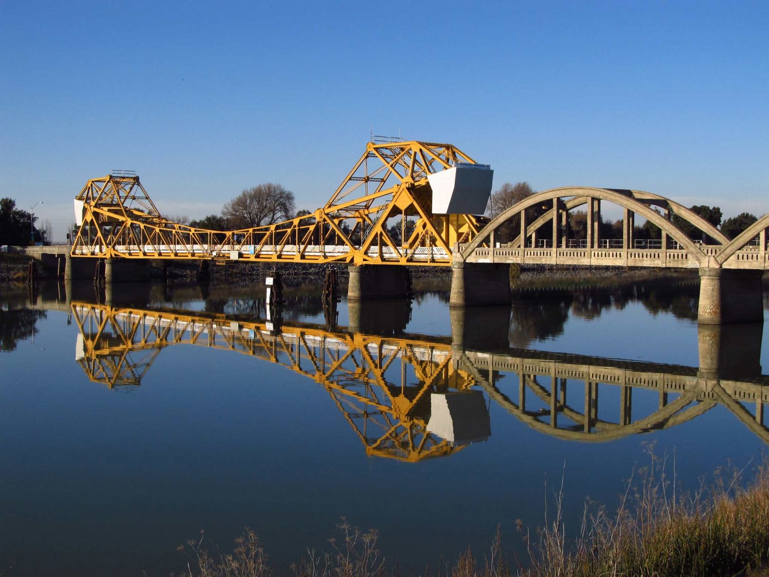 View of the Courtland Bridge in the California Delta