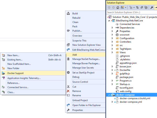 captura de tela das ferramentas de desenvolvimento de contêiner do Visual Studio