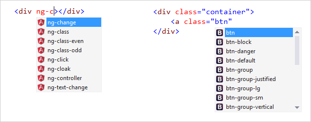 captura de tela do IntelliSense