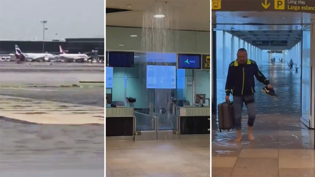 Heavy rain impacts runway at Barcelona airport