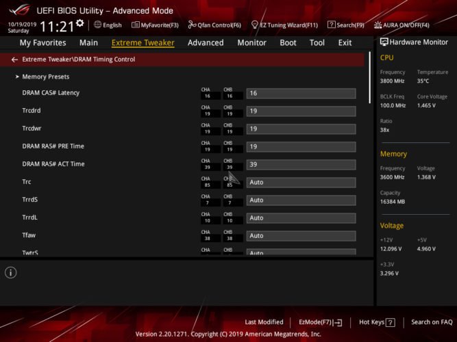 Le bios de l'Asus Crosshair VIII Impact