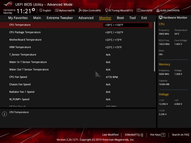 Le bios de l'Asus Crosshair VIII Impact