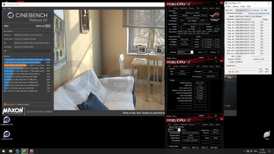R20 avec le 3900X à 4400 MHz