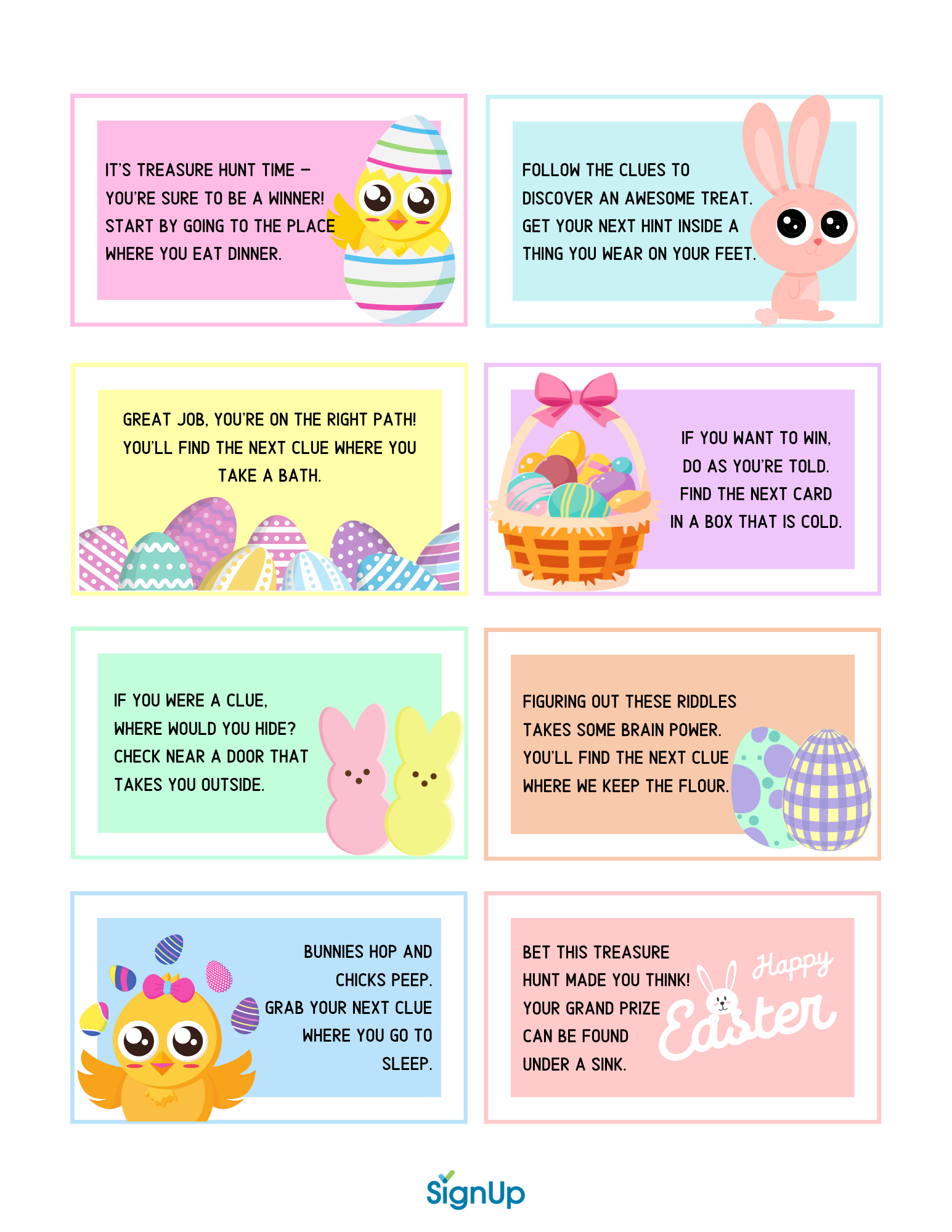 Easter scavenger hunt list printable