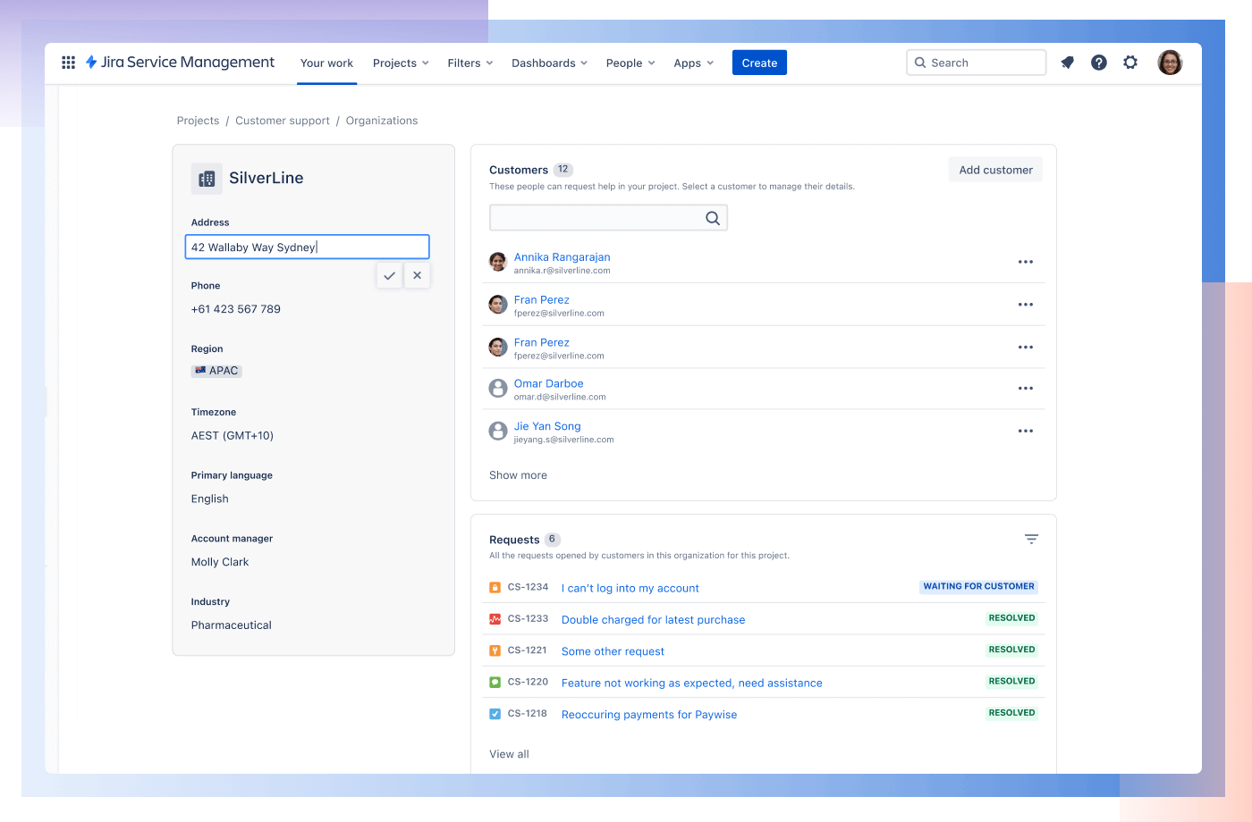 Jira Service Management — zrzut ekranu.