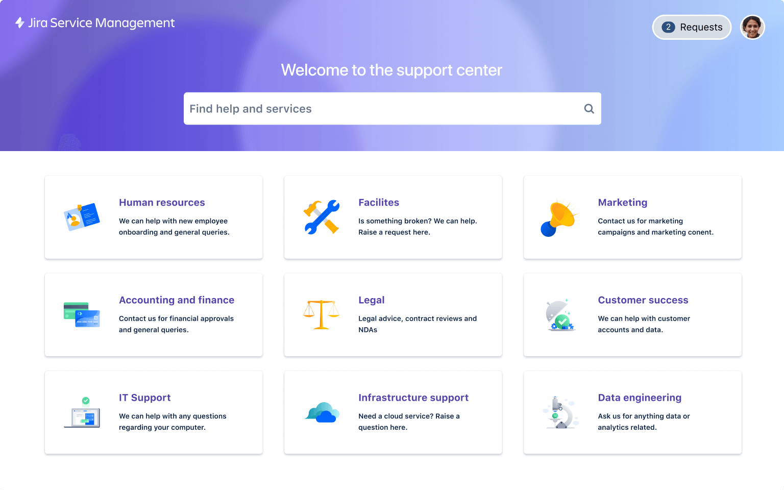 JSM business teams portal