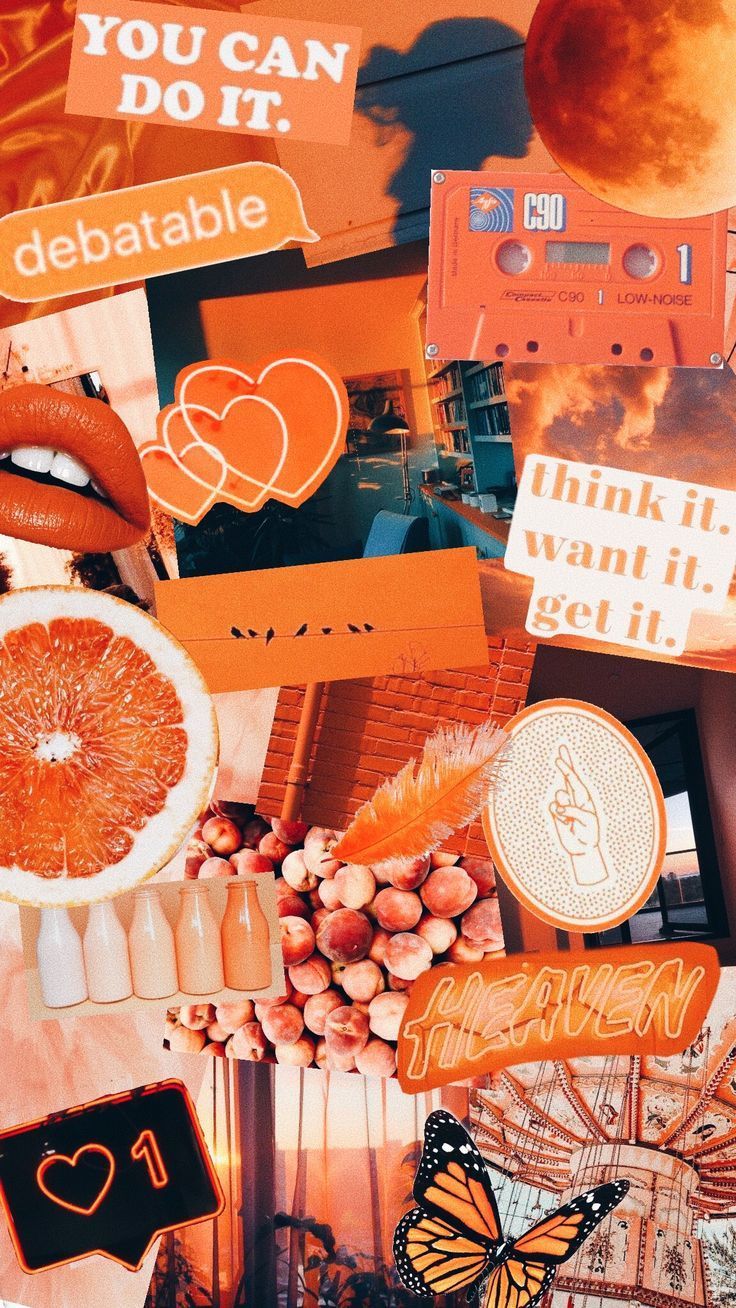 Orange Aesthetic Background Collage Laptop / Discover more posts about ...