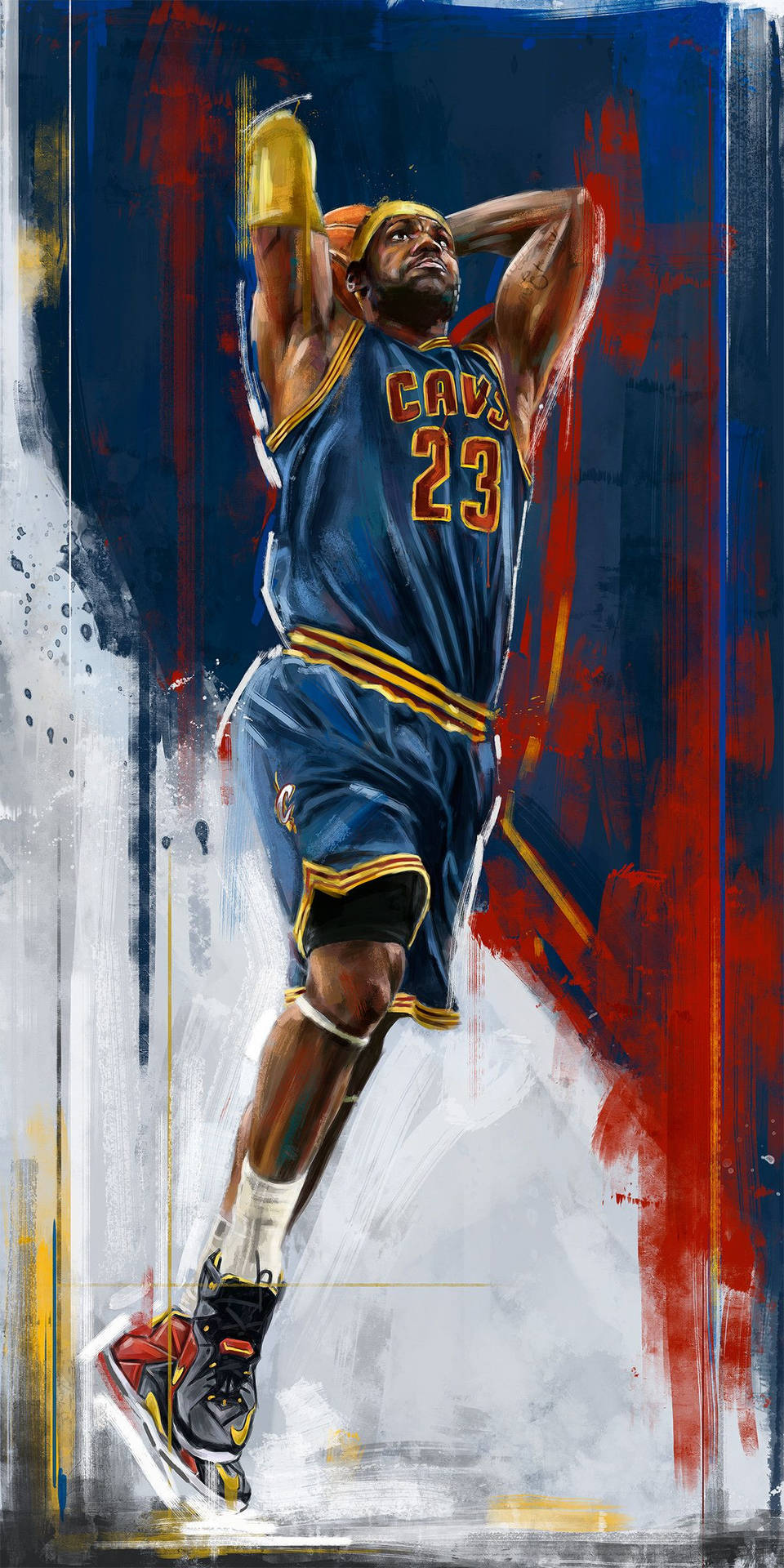 Lebron James flying for a slam dunk Wallpaper