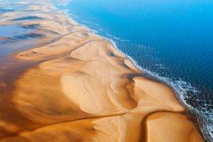 nature, Landscape, Beach, Sand, Sea, Sunlight, Aerial View, UK