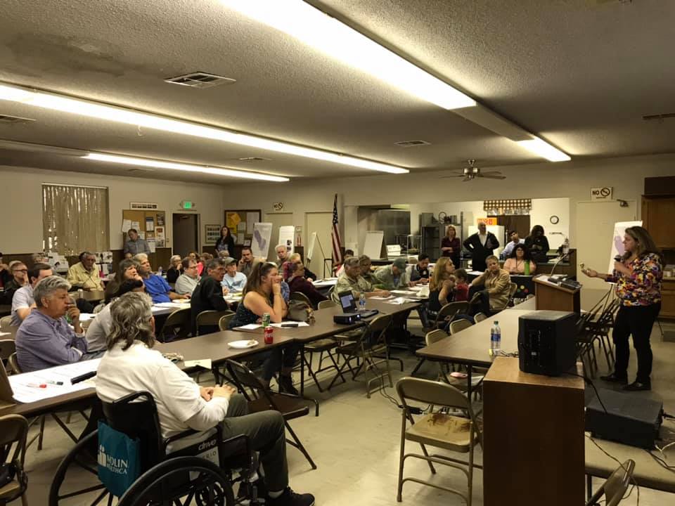 In February 2020, residents gathered for a community meeting on dust suppression plans on the Salton Sea. Photo by Comite Civico del Valle.