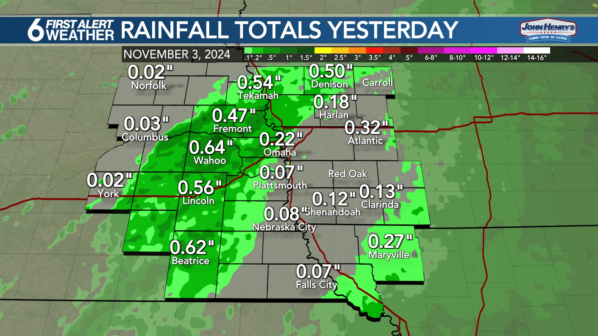 Rainfall Yesterday