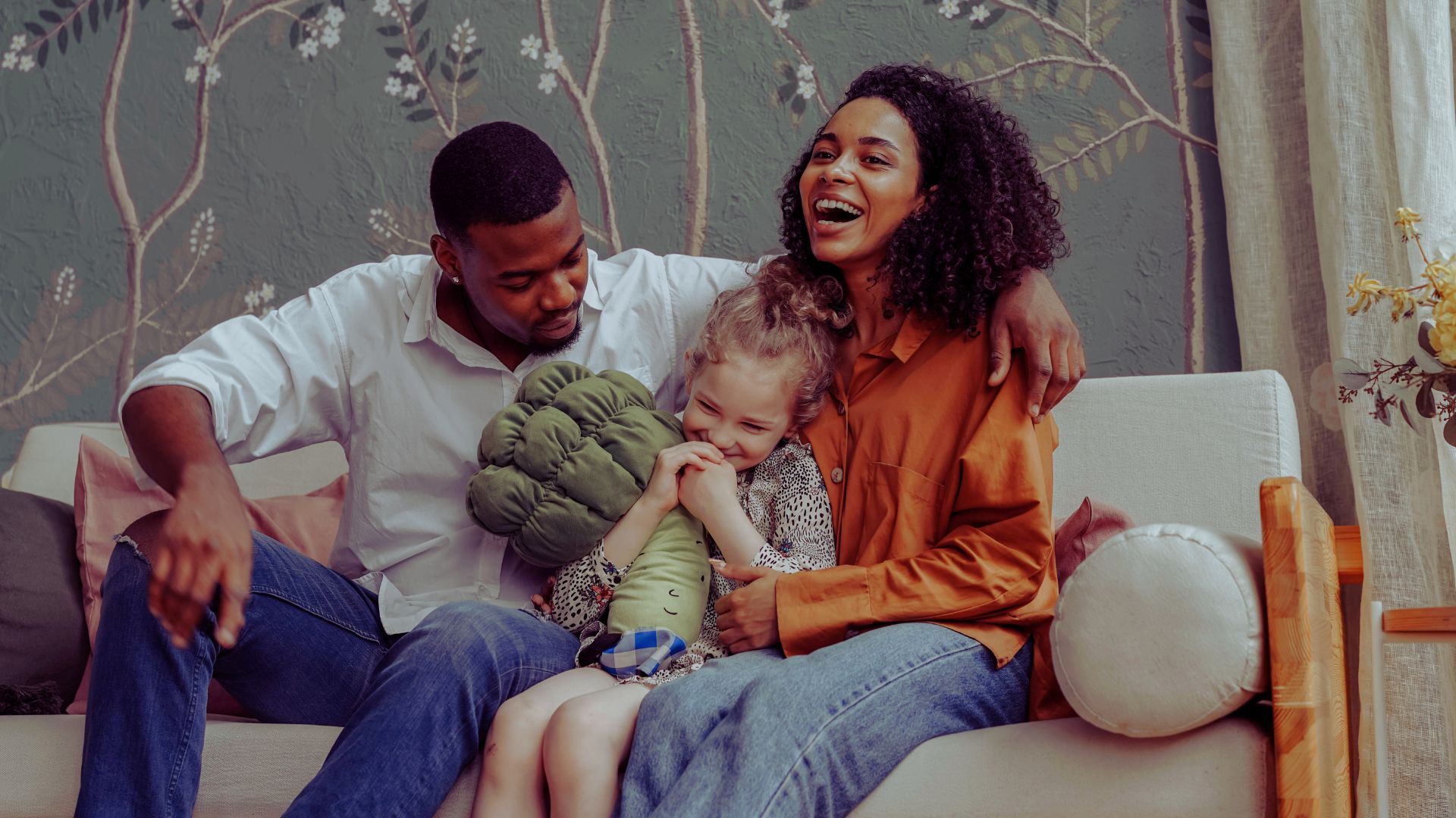 family on couch