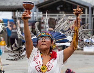 Carmen Guerrero dances with Kapulli Kamaxtle Xiuhcoatl