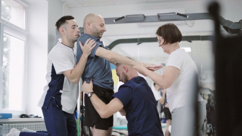 Ukraine veteran receiving physical rehabilitation as part of the Ukraine HEAL project.
