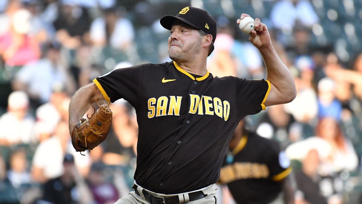 San Diego Padres starting pitcher Rich Hill (41) pitches during the tenth inning against the Chicago White Sox at Guaranteed Rate Field.