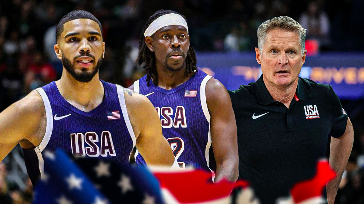 Jayson Tatum, Jrue Holiday, Steve Kerr Team USA