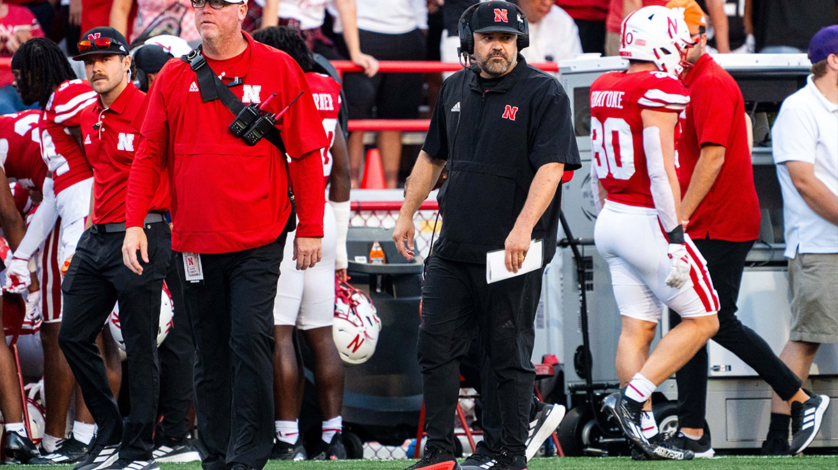 Nebraska Cornhuskers head coach Matt Rhule on the sideline during the first quarter against the Colorado Buffaloes at Memorial Stadium