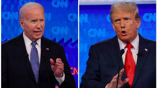 Article thumbnail: FILE PHOTO: Democratic Party presidential candidate U.S. President Joe Biden and Republican presidential candidate former U.S. President Donald Trump speak during a presidential debate in Atlanta, Georgia, U.S., June 27, 2024 in a combination photo. REUTERS/Brian Snyder/File Photo