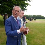 Article thumbnail: Reform UK leader Nigel Farage and the new Reform MP for South Basildon and East Thurrock, James McMurdock, watch the inaugural match of East Thurrock CFC at Wyldecrest Sports Country Club, Corringham, Essex. Picture date: Saturday July 6, 2024. PA Photo. Photo credit should read: Joe Giddens/PA Wire