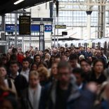 Article thumbnail: Commuters walk along a packed platform after a single train arrived during the morning rush hour, at Waterloo Station in London on April 8, 2024, as train drivers strike over pay. Rail services were hit to large parts of the UK, including key tourist routes, as train drivers launched a new strike amid cost-of-living pressures and decades-high inflation. Members of the Aslef union representing train drivers are taking part in a three-day rolling strike which will also affect express services to London's Gatwick, Stansted and Heathrow airports. (Photo by HENRY NICHOLLS / AFP) (Photo by HENRY NICHOLLS/AFP via Getty Images)