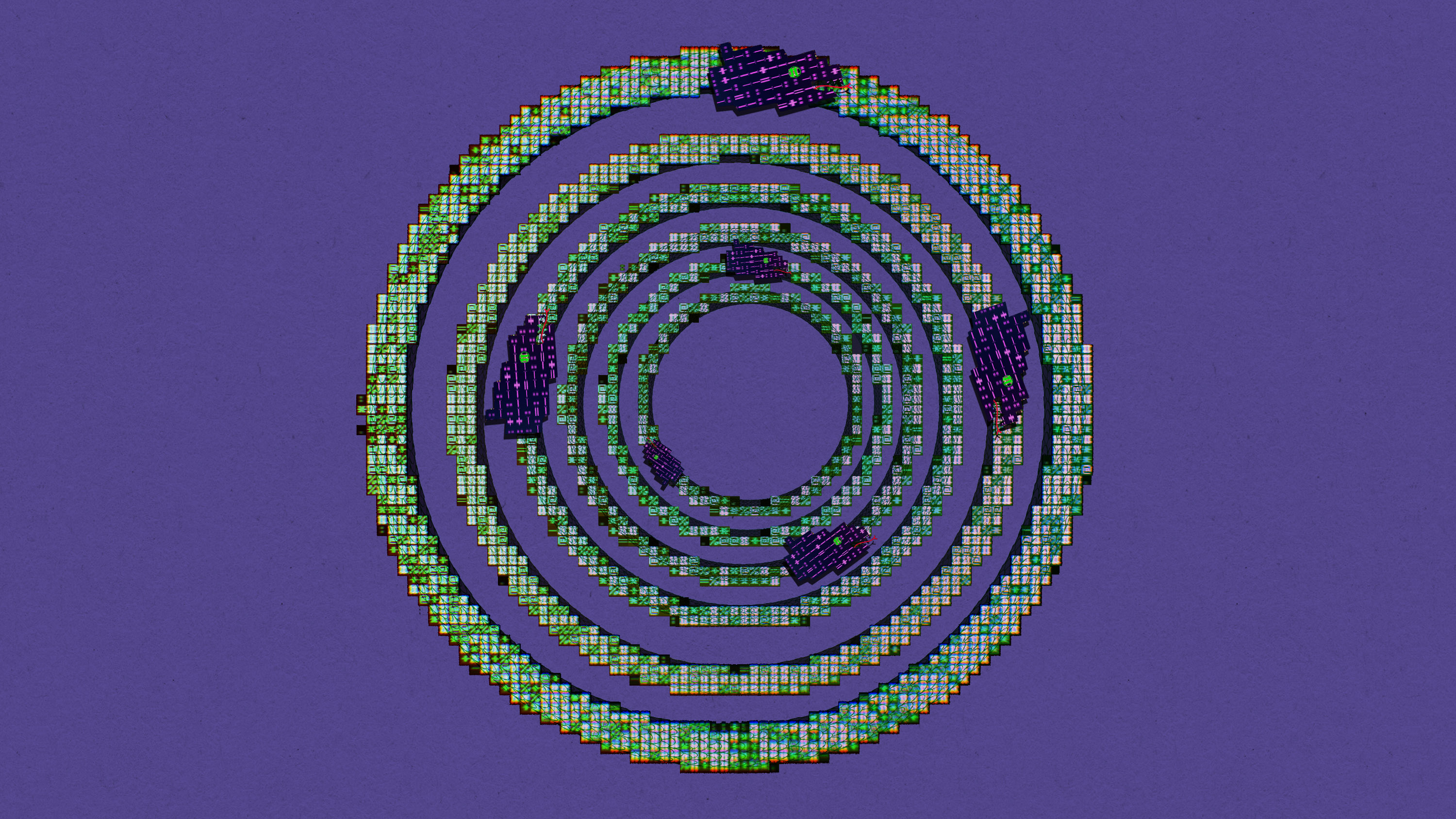 8 bit concentric rings of ouroboros snakes